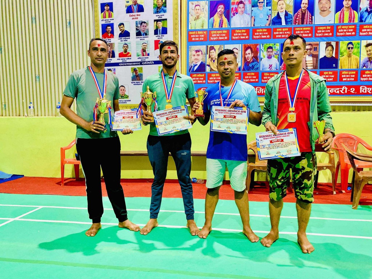 धादिङ,त्रिपुरासुन्दरी विशालनगर : नवनिर्मित कभर्डहलमा गत भाद्र ७ गतेदेखि सञ्चालित प्रतियोगितामा सबैखेलहरु सम्पन्न