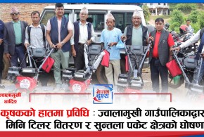 धादिङ,ज्वालामुखी : कृषकलाई मिनि टिलर तथा सुन्तला वितरण