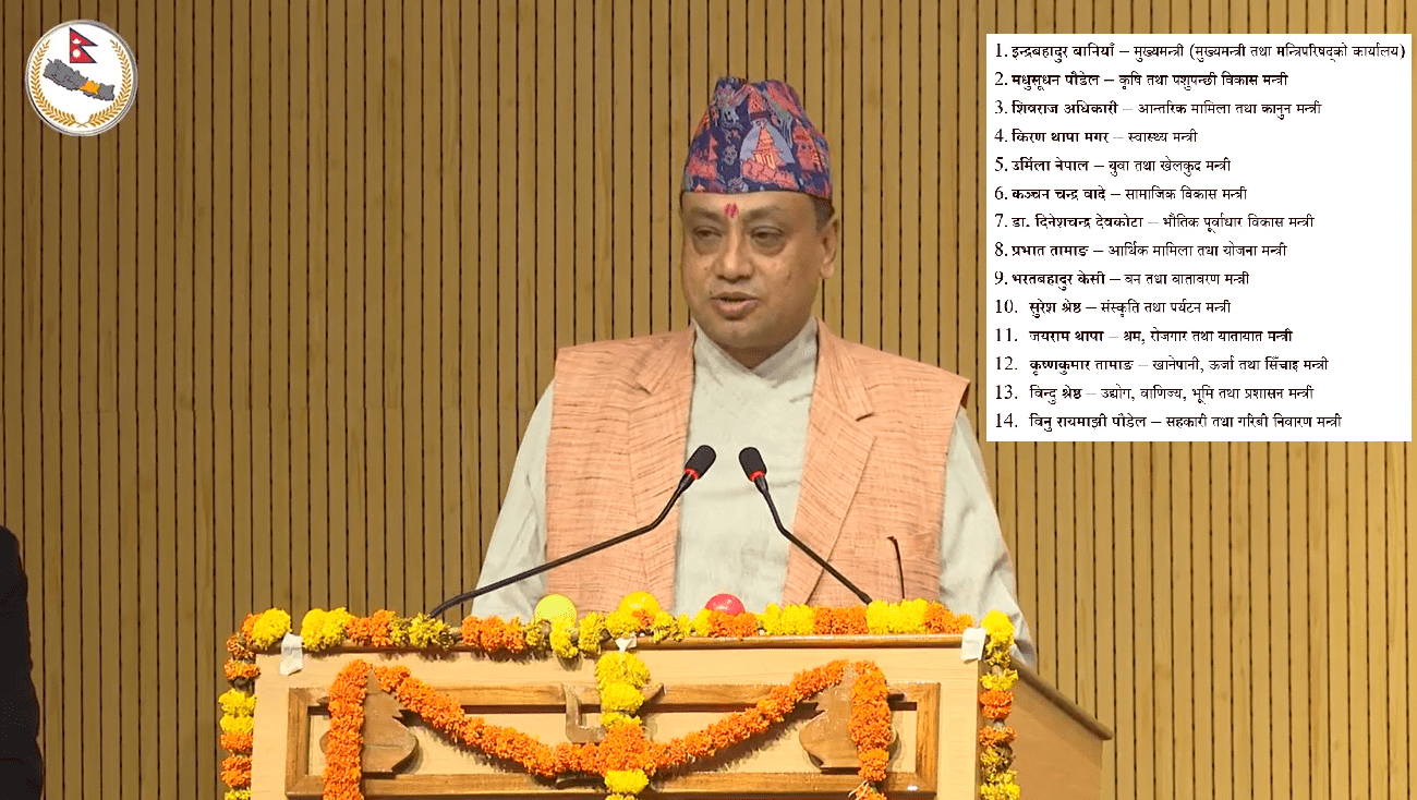 बागमती प्रदेशमा मन्त्रिपरिषद् विस्तार, १४ सदस्यीय टिमसहित सरकार पूर्णता